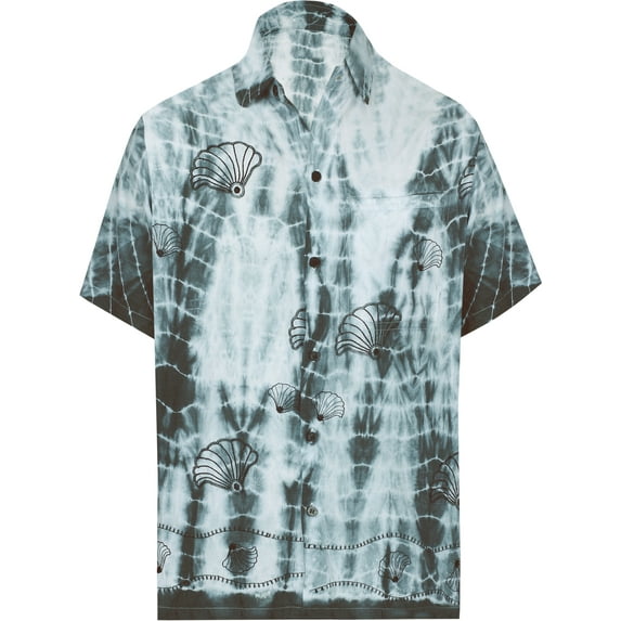 HAPPY BAY Men's Beach Summer Button Down Short Sleeve Untucked Solid Shirt With Pocket Oxford Casual Shirts for Men XS Smoke, Tie Dye