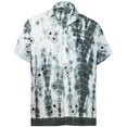 thumbnail image 1 of HAPPY BAY Men's Button Down Hawaiian Shirt Stylish Beach Short Sleeves Aloha Party Casual Tops Summer Funky Holidays Shirts S Frost, Stripped Tie Dye, 1 of 7