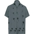 thumbnail image 1 of HAPPY BAY Men's Button Down Hawaiian Shirt Stylish Beach Short Sleeves Aloha Party Casual Tops Summer Funky Holidays Shirts XS Grey_W844, 1 of 6