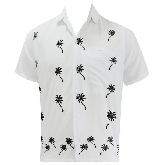 HAPPY BAY Men's Button Down Hawaiian Shirt Stylish Beach Short Sleeves Aloha Party Casual Tops Summer Funky Holidays Shirts XS Snow White_W845