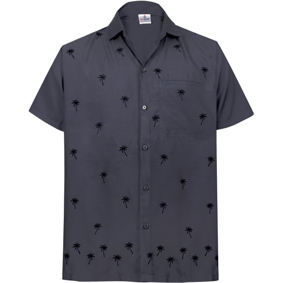 HAPPY BAY Men's Button Down Hawaiian Shirt Stylish Beach Short Sleeves Aloha Party Casual Tops Summer Funky Holidays Shirts XXL Grey_W834