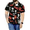 thumbnail image 1 of HAPPY BAY Men's Button Down Short Sleeve Summer Caribbean Party Shirt Fashion Halloween Costumes Hawaiian Shirts for Men S Ebony Cobweb Skulls Webs, 1 of 6