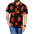 thumbnail image 1 of HAPPY BAY Men's Button Up Short Sleeve Beach Caribbean Cruise Shirt Vacation Halloween Costumes Hawaiian Shirts for Men S Orange Ghost Black, 1 of 5