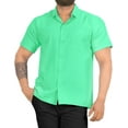 thumbnail image 1 of HAPPY BAY Men's Casual Button Down Short Sleeve Business Untucked Shirt Solid Oxford Shirts for Men 6XL Mint, Plain, 1 of 6