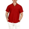 thumbnail image 1 of HAPPY BAY Men's Casual Button Down Short Sleeve Dress Work Untucked Shirt Oxford Solid Shirts for Men 3XL Red, Plain, 1 of 6