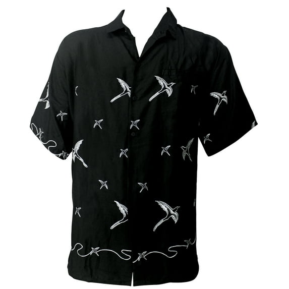 HAPPY BAY Men's Casual Button Down Short Sleeves Hawaiian Shirt Beach Aloha Party Holidays Shirts Summer Stylish Vacation Tops L Black_W803