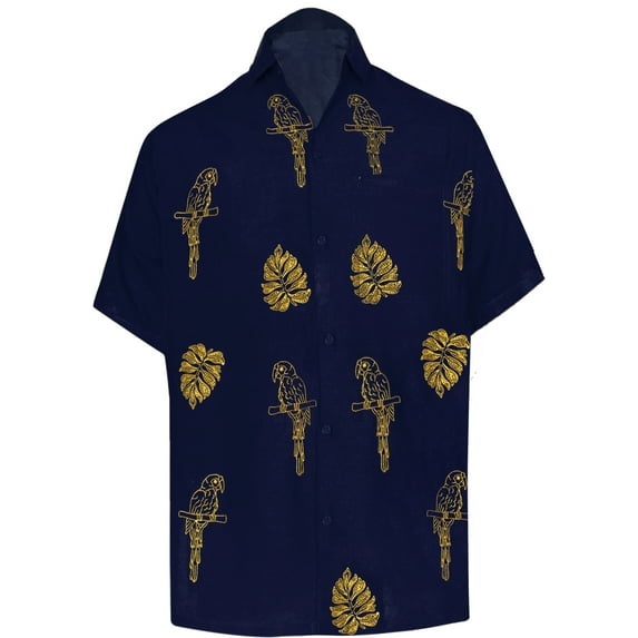 HAPPY BAY Men's Casual Button Down Short Sleeves Hawaiian Shirt Beach Aloha Party Holidays Shirts Summer Stylish Vacation Tops XS Cobalt_AE21