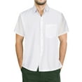 thumbnail image 1 of HAPPY BAY Men's Casual Summer Button Down Short Sleeve Untucked Beach Shirt With Pocket Oxford Solid Shirts for Men 3XL Snow White_W877, 1 of 6