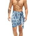 thumbnail image 1 of HAPPY BAY Men's Cover Up Standard Summer Long Pareo Casual Beachwear for Men Holidays Beach Wrap Lava Lava Vacation Swimwear One Size Geometric Collage, Blue For Dad, 1 of 5