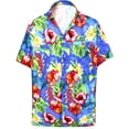 thumbnail image 1 of HAPPY BAY Men's Exotic Beach Casual Hawaiian Aloha Shirt XL Blue, Floral Summer Vacation Holiday, 1 of 7