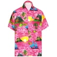 thumbnail image 1 of HAPPY BAY Men's Front Pocket Hawaiian Vacation Shirts Button Down Summer Beaches Tops Short Sleeve Stylish Hawaii Shirts Men XL Beach Sunset, Pink, 1 of 4