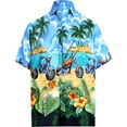 thumbnail image 1 of HAPPY BAY Men's Fun Beach Short Sleeve Hawaiian Shirts XS Tiffany, Motor Ride Summer Vacation Holiday, 1 of 6