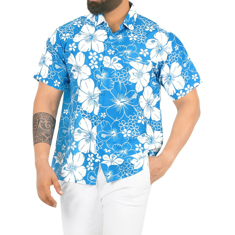 Funky Hawaiian Shirt Hibiscus Indigo Blue