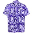 thumbnail image 1 of HAPPY BAY Men's Hawaii Cruise Vacation Tops Hawaiian Print Aloha Summer Mens Shirts Stylish Beach Short Sleeve Button Down L Violet, Window Palm Monstera, 1 of 4