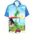 thumbnail image 1 of HAPPY BAY Men's Hawaii Shirt Short Sleeve Summer Tops Aloha Holiday Stylish Vacation Beach Shirt Button Down Funky Shirts For Mens XS Sky, Hawaii Tradition, 1 of 6