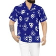 thumbnail image 1 of HAPPY BAY Men's Hawaiian Button Down Short Sleeve Summer Caribbean Shirt Holiday Costumes Party Shirts for Men XL Clip Art Skull Royal Blue, 1 of 6