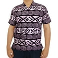 thumbnail image 1 of HAPPY BAY Men's Hawaiian Shirt Aloha Beach Shirts Casual Button Up Short Sleeve Shirts for Men S Spiral Boho Stripes, Purple, 1 of 4