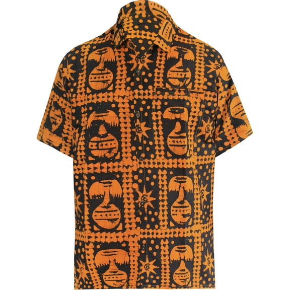 HAPPY BAY Men's Hawaiian Shirt Camp Beach Shirts Casual Short Sleeve Button Down Collar Shirts for Men L Merry Snowfall, Yellow