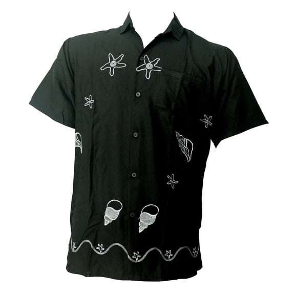 HAPPY BAY Men's Hawaiian Shirt Fashion Button Down Short Sleeves Holidays Aloha Party Casual Tops Summer Beaches Shirts for Mens 4XL Seashells_AE2