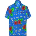 thumbnail image 1 of HAPPY BAY Men's Hawaiian Shirt Luau Beach Shirts Casual Button Down Short Sleeve Dress Shirts for Men XL Hibiscus Leaves, Blue, 1 of 6