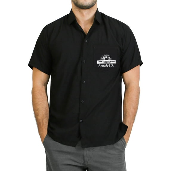 HAPPY BAY Men's Hawaiian Shirt Solid Beach Shirts Casual Short Sleeve Button Down Collar Shirts for Men XXL Smokey, Plain