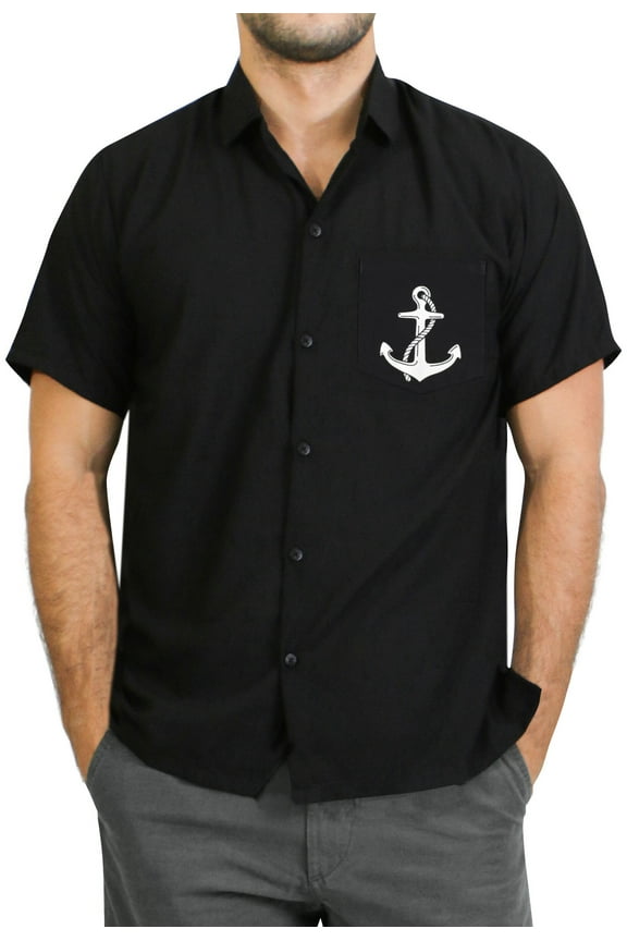 Men's Hawaiian Shirt Solid Beach Shirts Casual Short Sleeve Button Down Untuckit Shirts for Men M Midnight, Plain