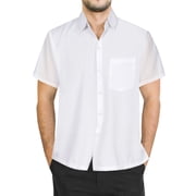 HAPPY BAY Mens Hawaiian Shirt Summer Solid Shirts Casual Button Down Short Sleeve Dress Shirts for Men 7XL White, Plain