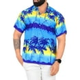 thumbnail image 1 of HAPPY BAY Men's Hawaiian Shirt Tropical Floral Beach Shirts Casual Button Down Short Sleeve Dress Shirts for Men 4XL Monochromatic Palm, Blue, 1 of 6