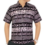 LA LEELA HAPPY BAY Men's Hawaiian Shirt Tropical Floral Beach Shirts Casual Button Down Short Sleeve Shirts for Men L In Line Turtles, Purple