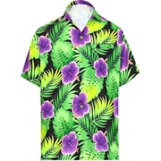 HAPPY BAY Mens Hawaiian Shirt Tropical Floral Beach Shirts Casual Short Sleeve Button Down Untuckit Shirts for Men 5XL Grass Garden, Purple
