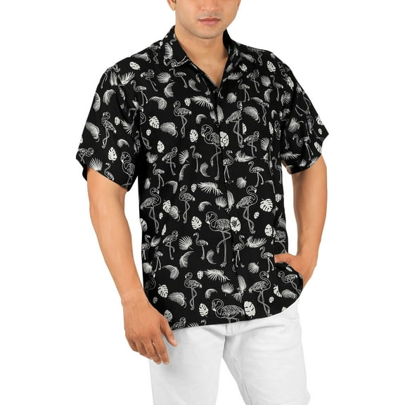 HAPPY BAY Men's Hawaiian Shirt Tropical Floral Casual Short Sleeve Button Down Beach Shirts for Men Summer 3XL Metal, Leaves