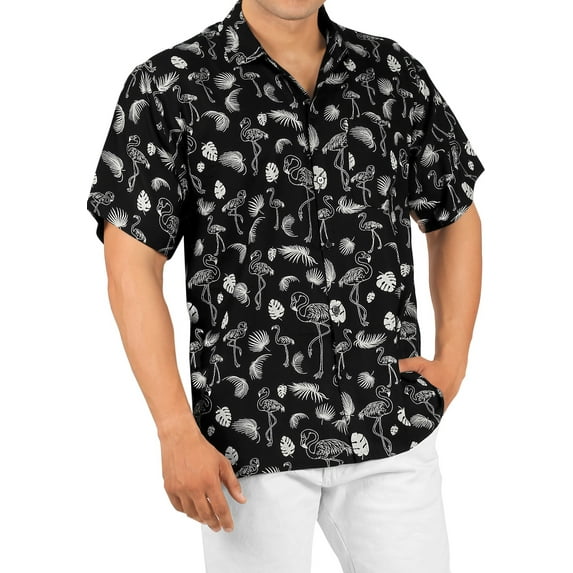 HAPPY BAY Men's Hawaiian Shirt Tropical Floral Casual Short Sleeve Button Down Beach Shirts for Men Summer S Metal, Leaves