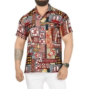 HAPPY BAY Mens Hawaiian Shirt Vacation Beach Shirts Casual Button Down Short Sleeve Shirts for Men XXL Geometric Prints, Grey