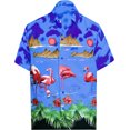 thumbnail image 1 of HAPPY BAY Men's Hawaiian Shirt Vacation Casual Short Sleeve Button Down Beach Shirts for Men Summer 5XL Blue Flamingo, Blue, 1 of 6