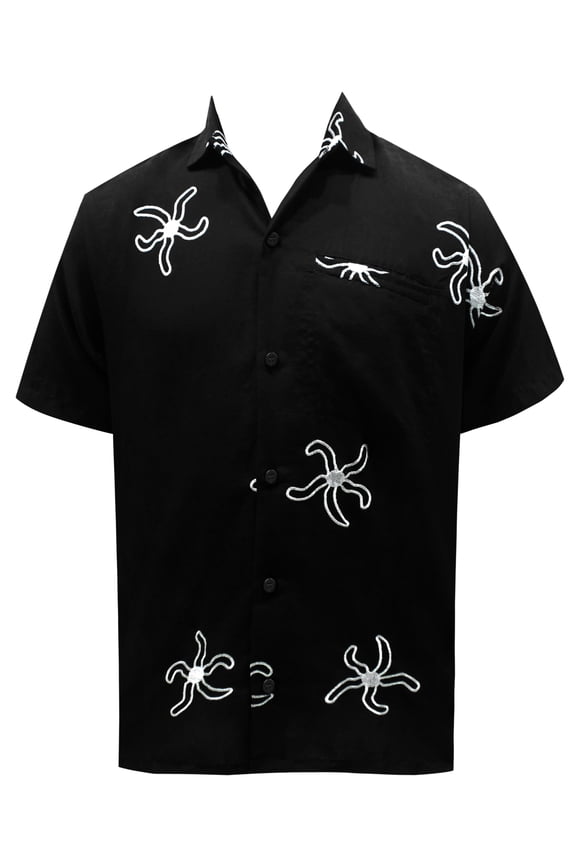 Men's Hawaiian Shirt with Pocket Solid Shirts Casual Short Sleeve Button Down Untuckit Shirts for Men XS Star_AE89