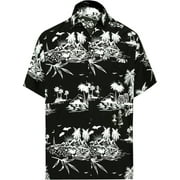 HAPPY BAY Men's Hawaiian Shirts Short Sleeve Button Down Shirt Men's Holiday Shirts Summer Beach Casual Aloha Tropical Shirts for Men Funny M Holiday Dust, Black