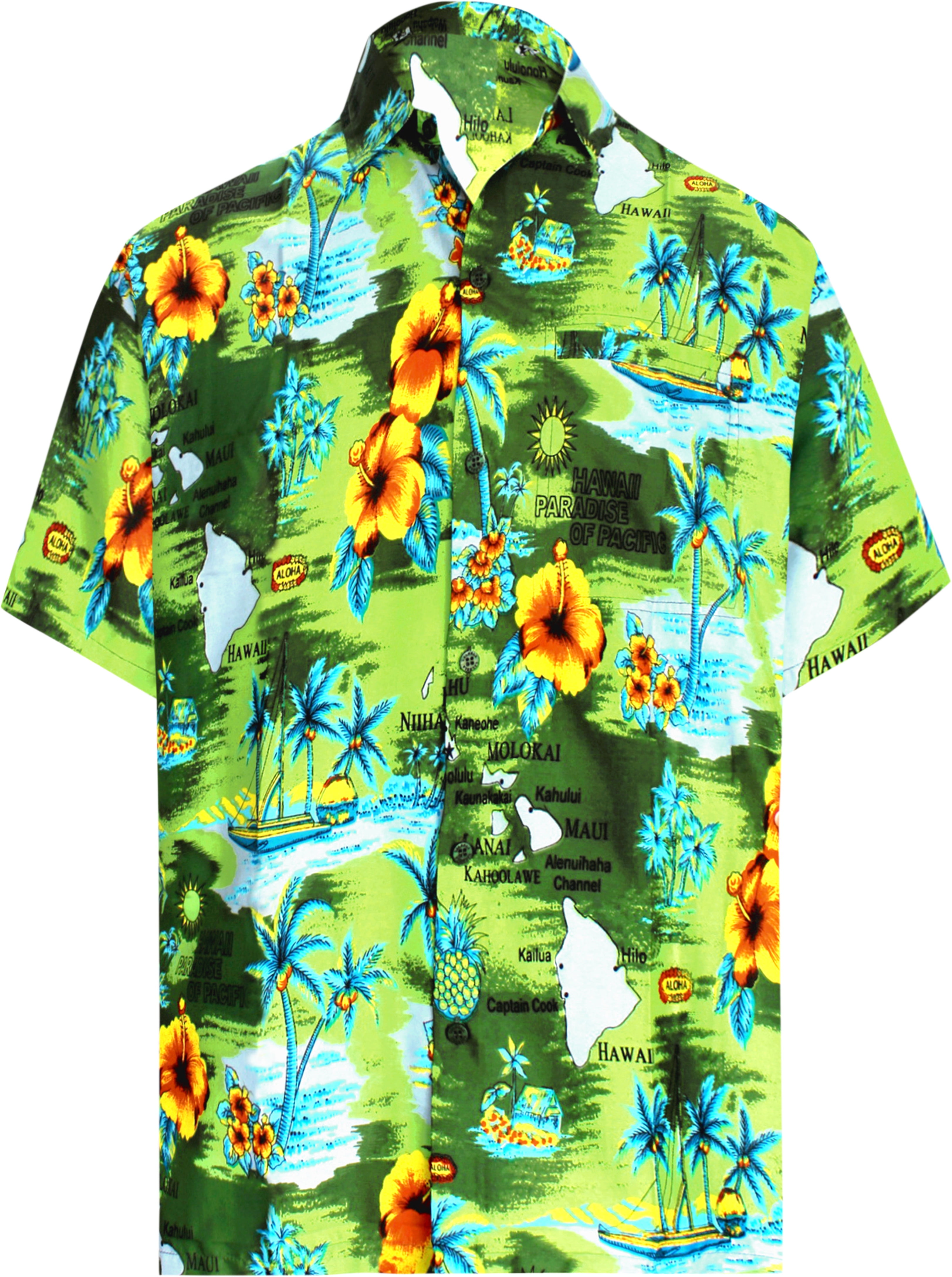 HAPPY BAY Men's Hawaiian Shirts Short Sleeve Button Down Shirt Mens ...