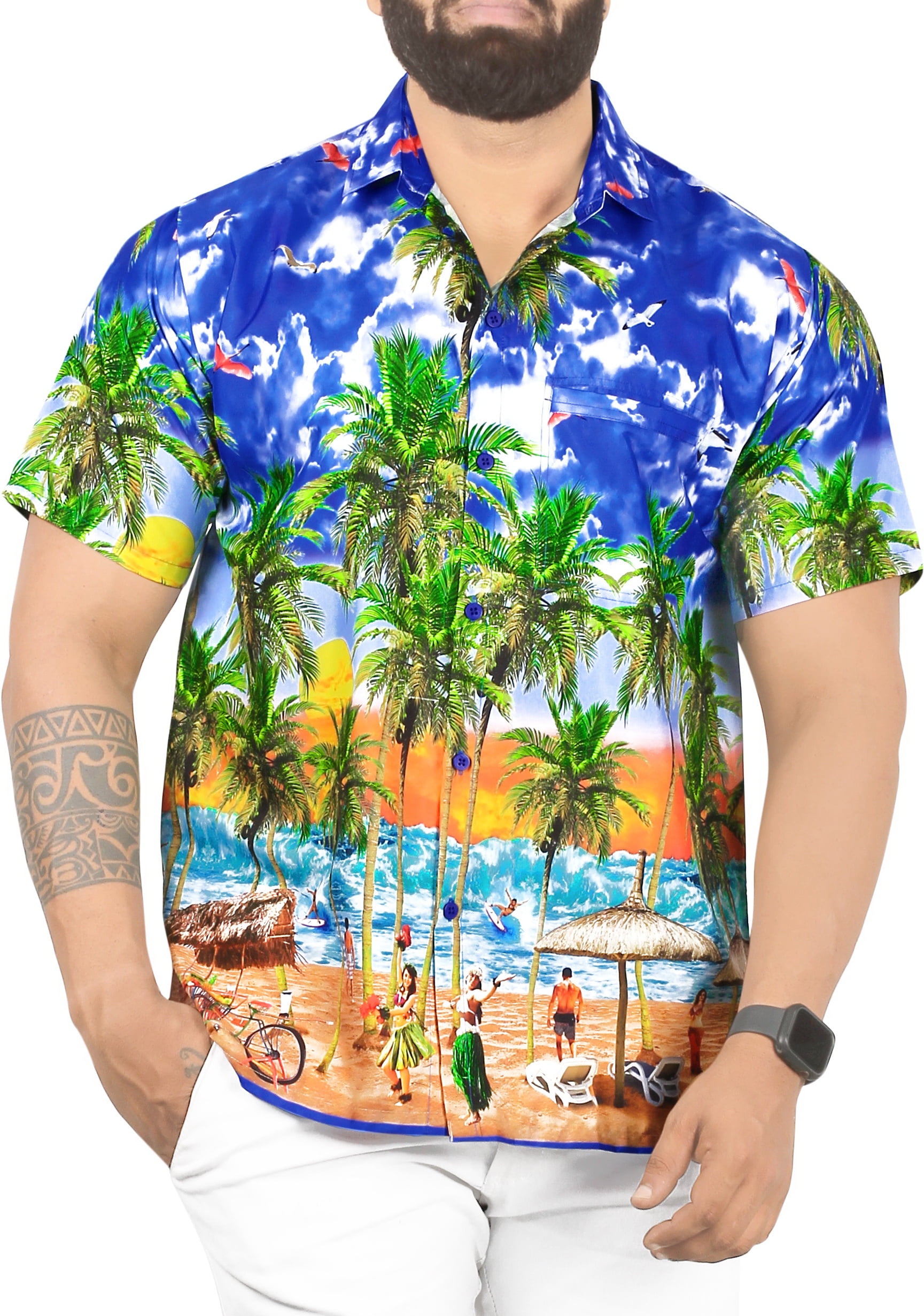 Sharks! Fishing Hawaiian XL long/tall Men's cotton  Tall guys, Casual  shirts for men, Casual button down shirts