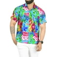 thumbnail image 1 of HAPPY BAY Men's Hawaiian Shirts Short Sleeve Button Down Shirt Floral Shirt Men Boho Holiday Casual Summer Beach Shirts for Men Funny XL Tropical Hibiscus, Blue, 1 of 6