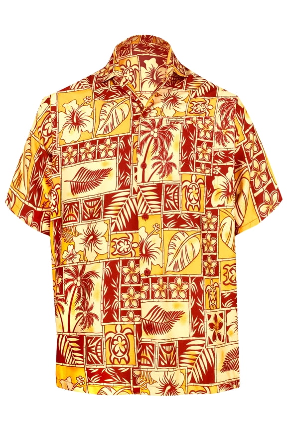 Men's Hawaiian Shirts Short Sleeve Button Down Shirt Floral Shirt Men Casual Beach Vacation Hawaii Island Shirts for Men Funny XS Hawaii Collage Print, Red