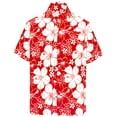 thumbnail image 1 of HAPPY BAY Men's Hawaiian Shirts Short Sleeve Button Down Shirt Floral Shirt Men Casual Vacation Summer Tropical Island Shirts for Men Funny XXL Allover Hibiscus, Red, 1 of 6