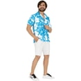thumbnail image 1 of HAPPY BAY Men's Hawaiian Shirts Short Sleeve Button Down Shirt Floral Shirt Men Holiday Tropical Beach Summer Party Shirts for Men Funny XL Hibiscus, Autumn Turquoise, 1 of 5