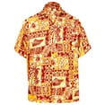 thumbnail image 1 of HAPPY BAY Men's Hawaiian Shirts Short Sleeve Button Down Shirt Floral Shirt Men Vacation Tropical Beach Summer Party Shirts for Men Funny 3XL Hawaii Collage Print, Red, 1 of 2