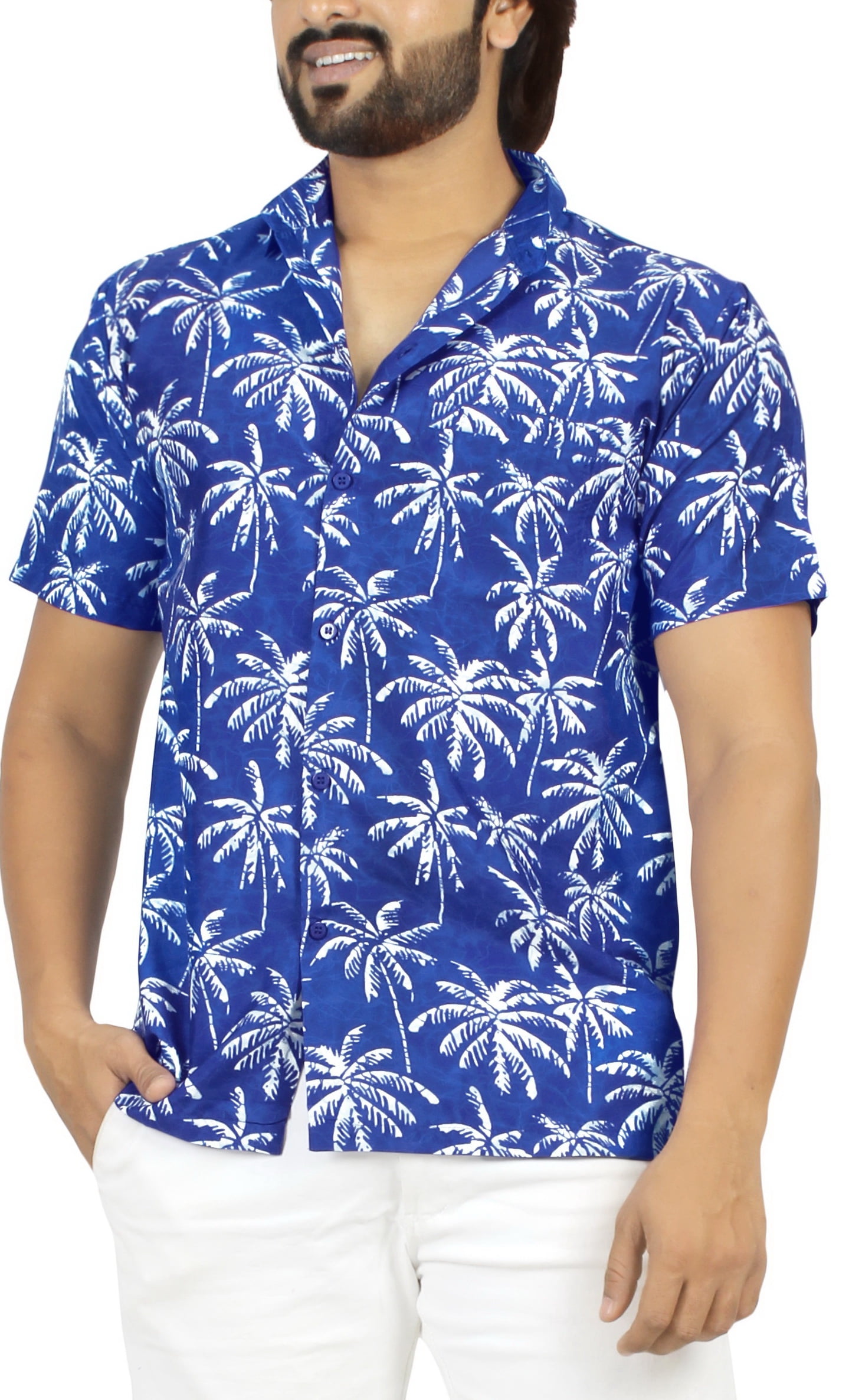 Happy Bay Men's Hawaiian Shirt - Palm & Flamingo Print, Casual Button Down, Size Large - View #12