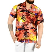 HAPPY BAY Men's Hawaiian Shirts Short Sleeve Button Down Shirt Men's Casual Shirts Holiday Tropical Summer Party Shirts for Men Funny XL Beach Scenic, Red