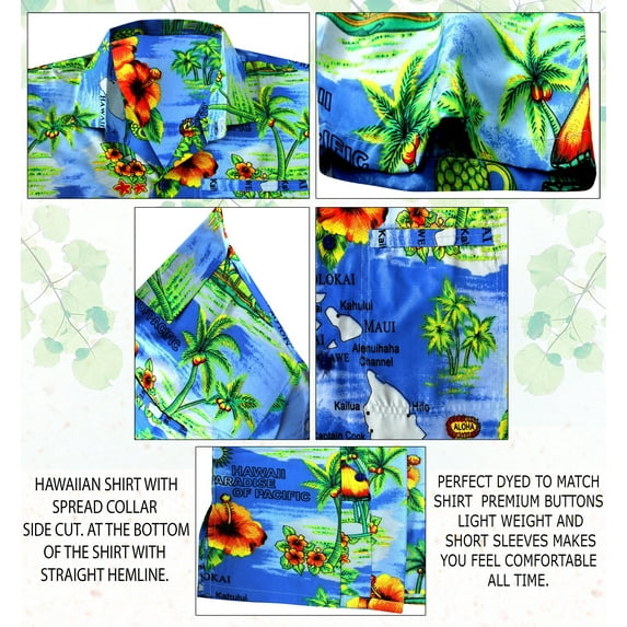 HAPPY BAY Men's Hawaiian Shirts Short Sleeve Button Down Shirt Men's Casual Shirts Vacation Tropical Beach Summer Party Shirts for Men Funny 7XL Ocean Chart, Blue