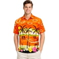 thumbnail image 1 of HAPPY BAY Men's Hawaiian Shirts Short Sleeve Button Down Shirt Men's Casual Shirts Vacation Tropical Beach Summer Party Shirts for Men Funny XL Seashore Palm, Orange, 1 of 7