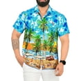 thumbnail image 1 of HAPPY BAY Men's Hawaiian Shirts Short Sleeve Button Down Shirt Men's Hawaii Shirts Boho Holiday Casual Summer Beach Shirts for Men Funny 5XL Water Surfing, Bright Blue, 1 of 6
