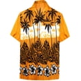 thumbnail image 1 of HAPPY BAY Men's Hawaiian Shirts Short Sleeve Button Down Shirt Men's Hawaii Shirts Boho Vacation Casual Summer Beach Shirts for Men Funny 4XL Dark Bushy, Gold, 1 of 6