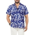 thumbnail image 1 of HAPPY BAY Men's Hawaiian Shirts Short Sleeve Button Down Shirt Men's Hawaii Shirts Boho Vacation Casual Summer Beach Shirts for Men Funny S Royal, Floral, 1 of 5